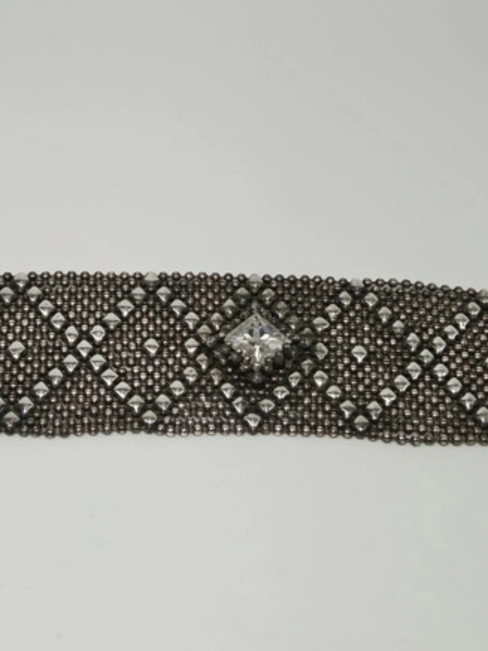Sergio Gutierrez Geometric Crystal Beaded Bracelet in Silver Tone